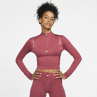 Top Nike Pro HyperWarm 1/2-Zip Maneca Lunga Dama Metal Argintii | YNCG-29150